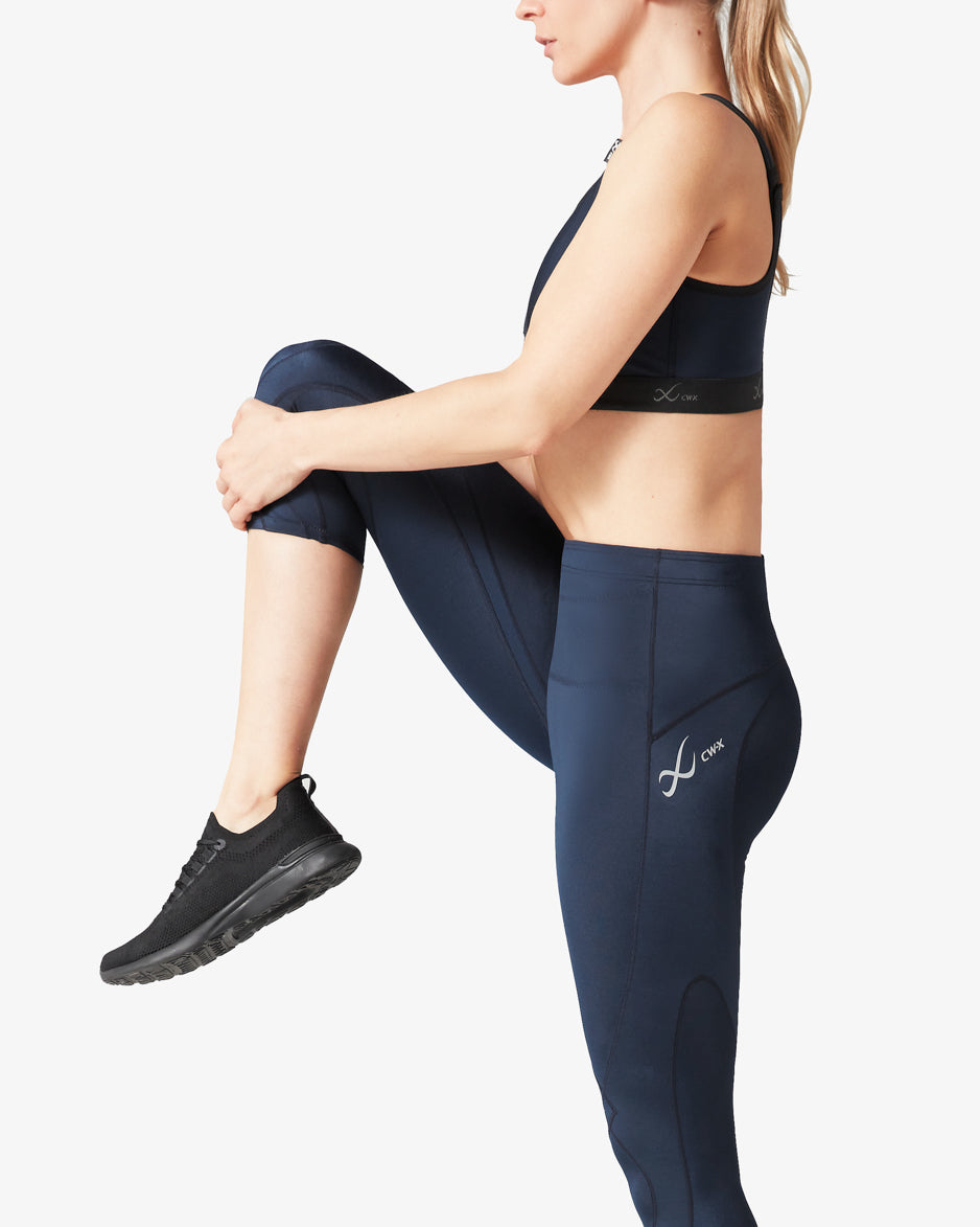 CW-X Women's Stabilyx Joint Support 3/4 Capri Compression Tight, True Navy,  Medium,  price tracker / tracking,  price history charts,   price watches,  price drop alerts