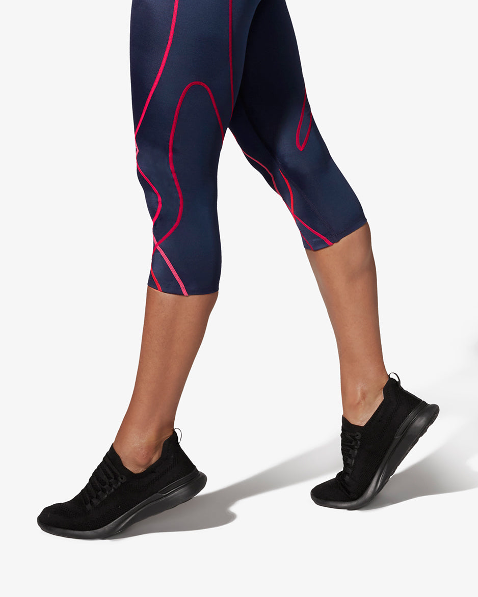 Stabilyx Joint Support 3/4 Compression Tights For Women - True Navy/Hot  Coral