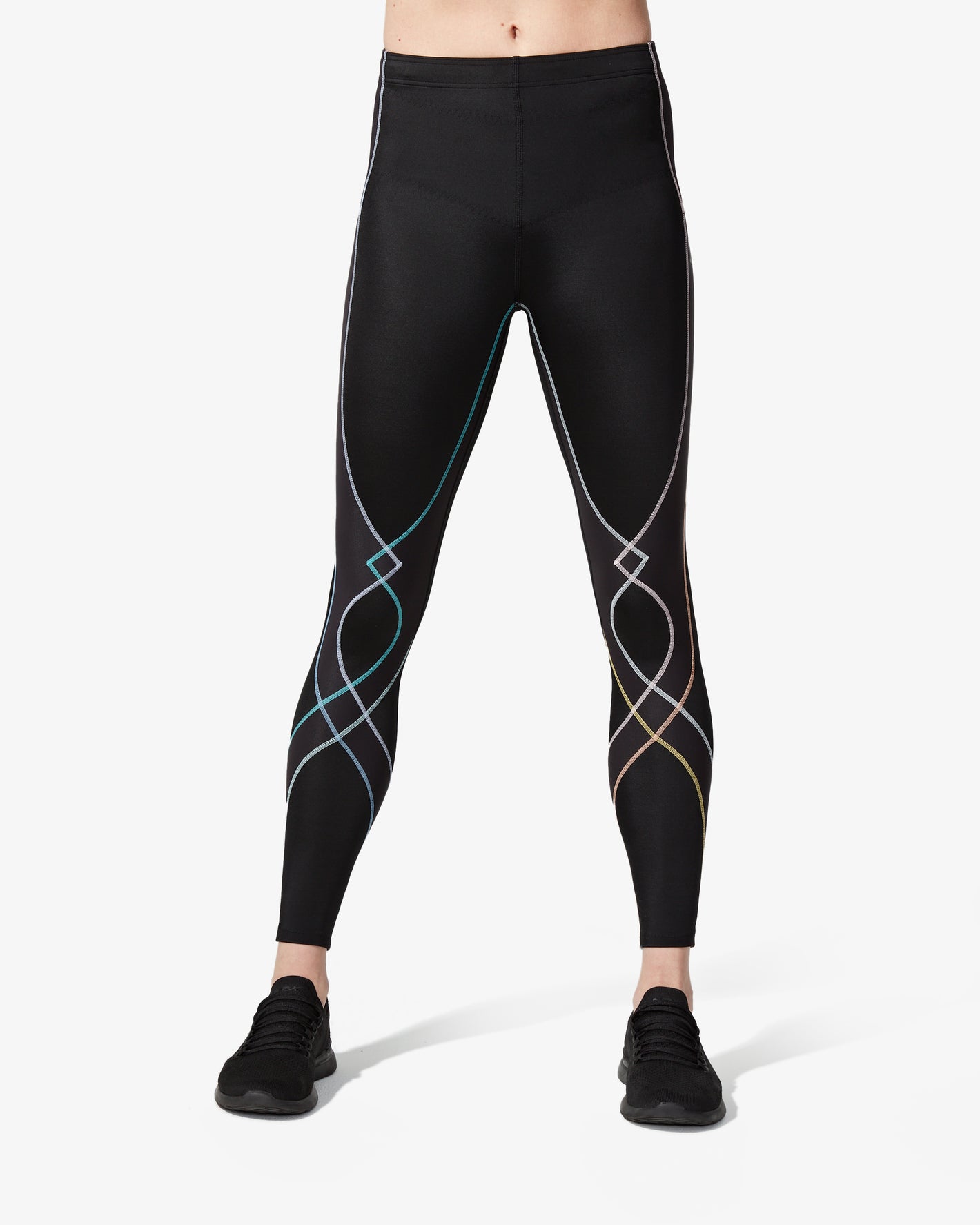 Nike S Pro Flash Reflective Running Tights Black W/Gray Stripes Compression