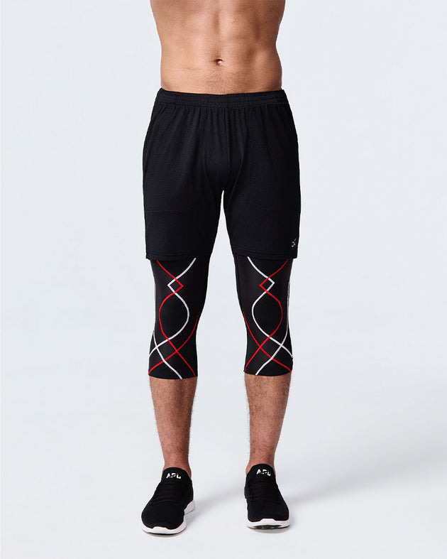 Stabilyx Joint Support 3/4 Compression Tight: Men's Black/Icon Red