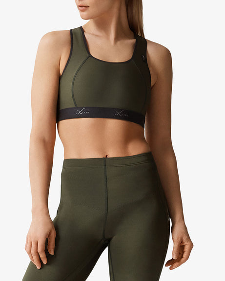 Only Play Double Layer Sports Bra In Khaki-black